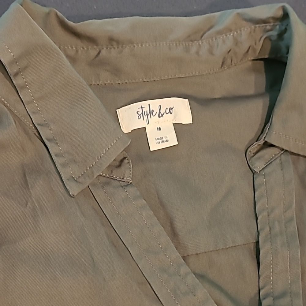 Style & Co sz M olive drab green dress - Picture 9 of 11